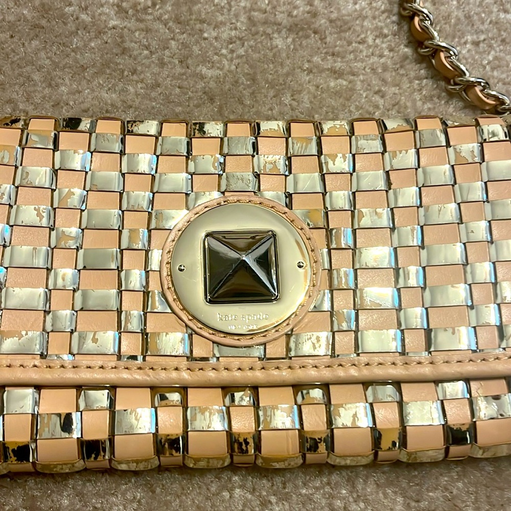 Kate Spade Metallic Gold and Tan Woven Purse - Picture 2 of 11